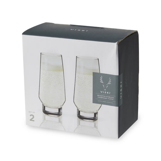 Raye™ Weighted Stemless Crystal Champagne Flutes - Set of 2