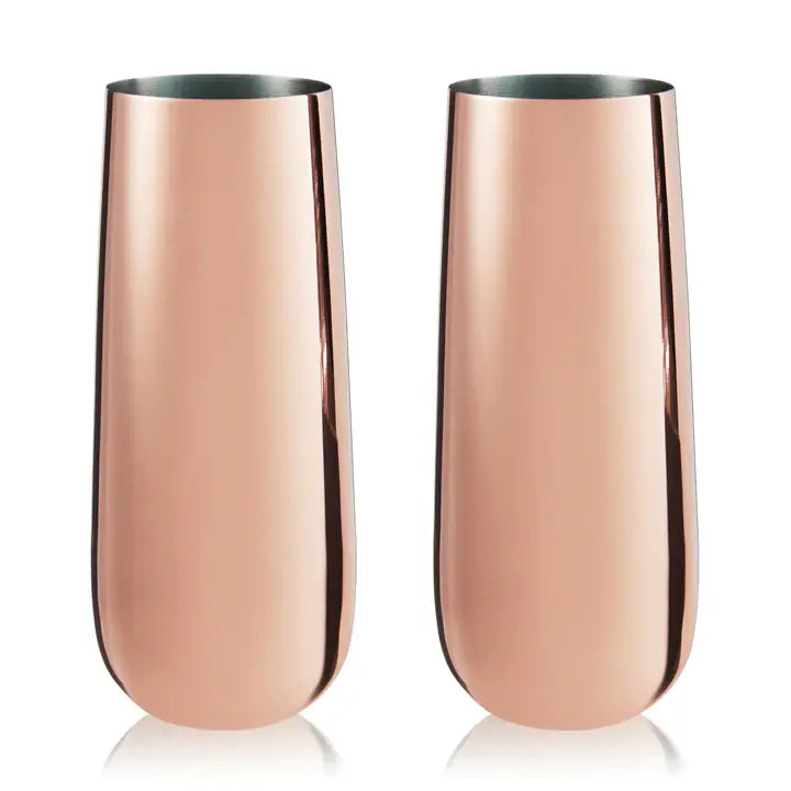 Summit™ Copper-Plated Stemless Champagne Flutes - Set of 2
