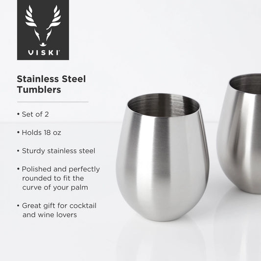 Harrison Polished Stainless Steel Tumblers - Set of 2