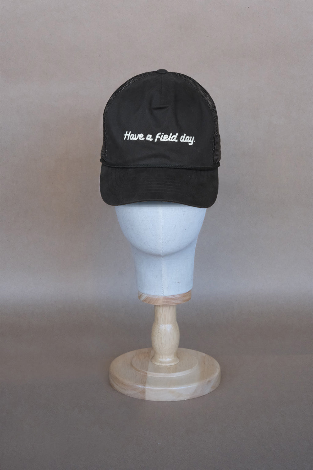 Chain Stitch Script Rope Hat - Black