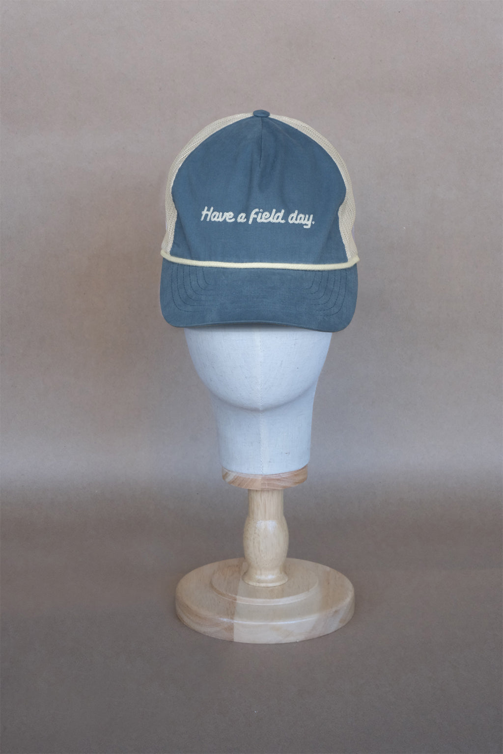 Chain Stitch Script Rope Hat - Steel Blue
