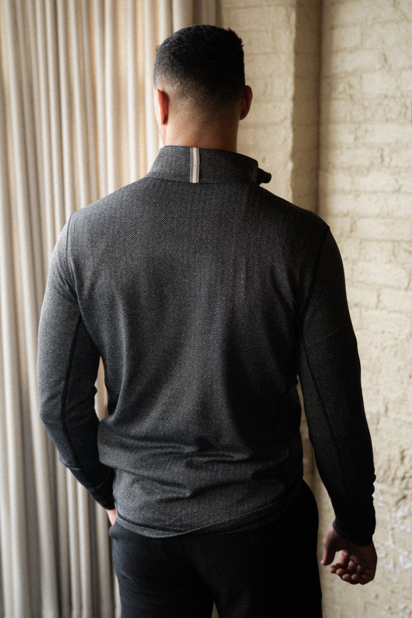 Palmer Performance 1/4 Zip - Charcoal Herringbone