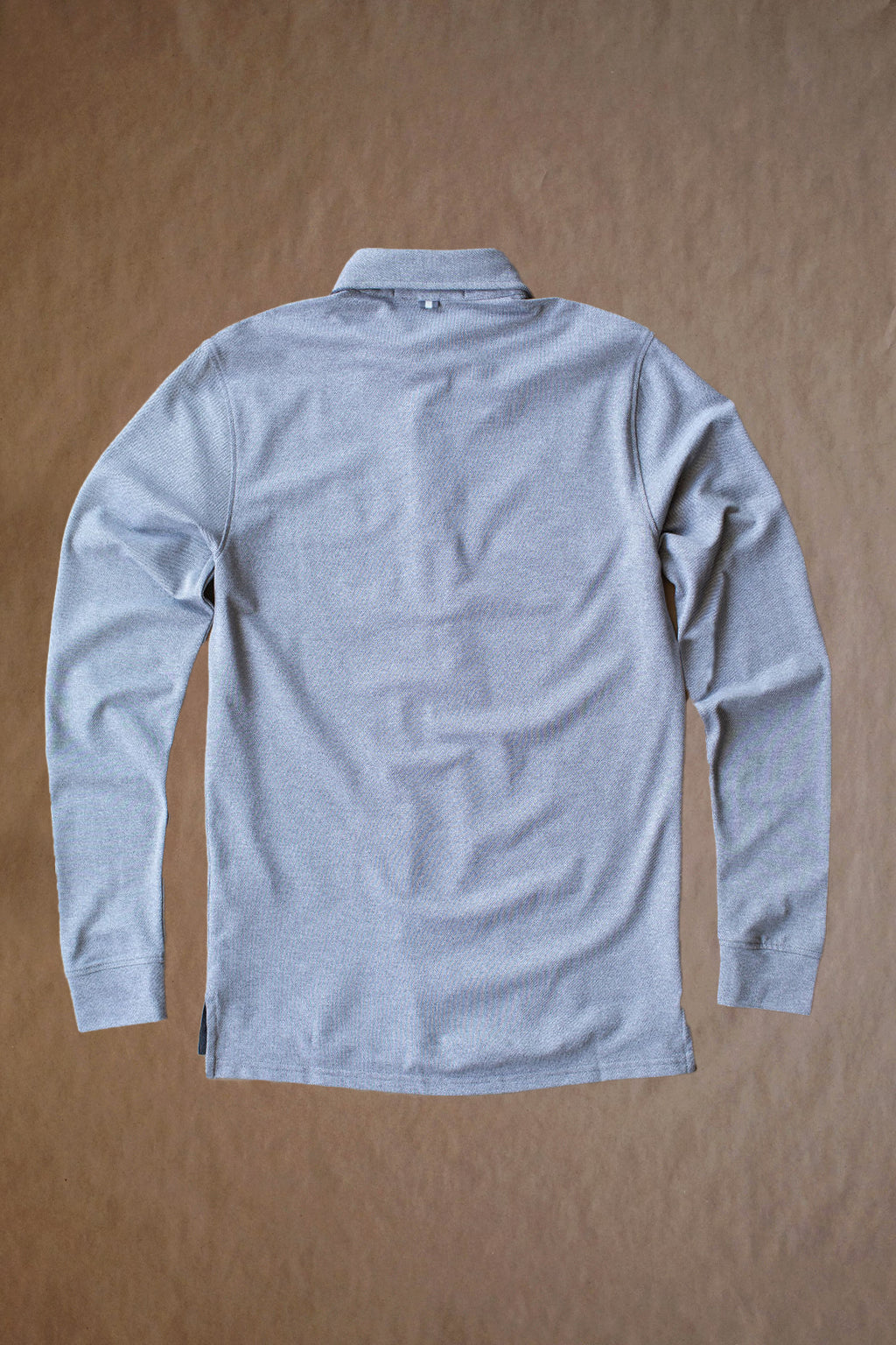 Ford 5 Button Long Sleeve Polo - Light Grey Heather