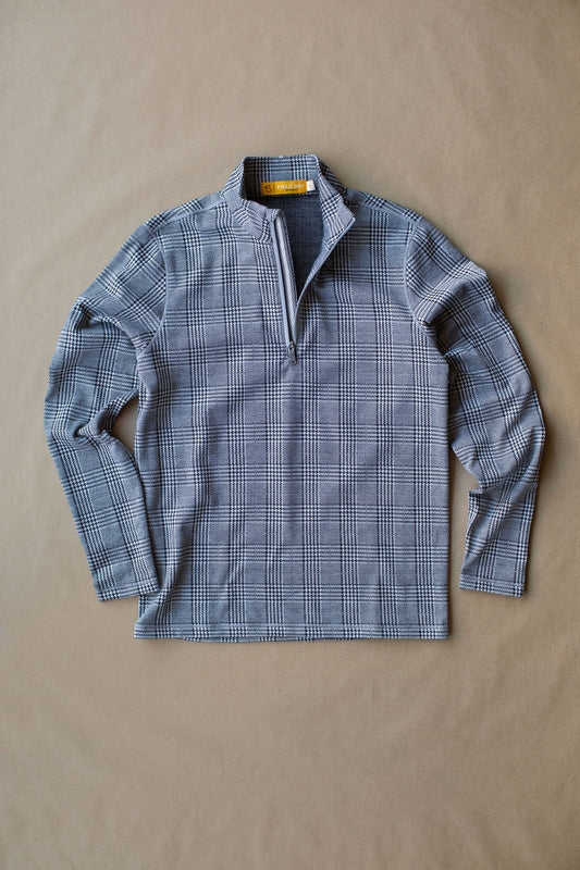 Palmer Doubleknit 1/4 Zip - Grey Glen Check