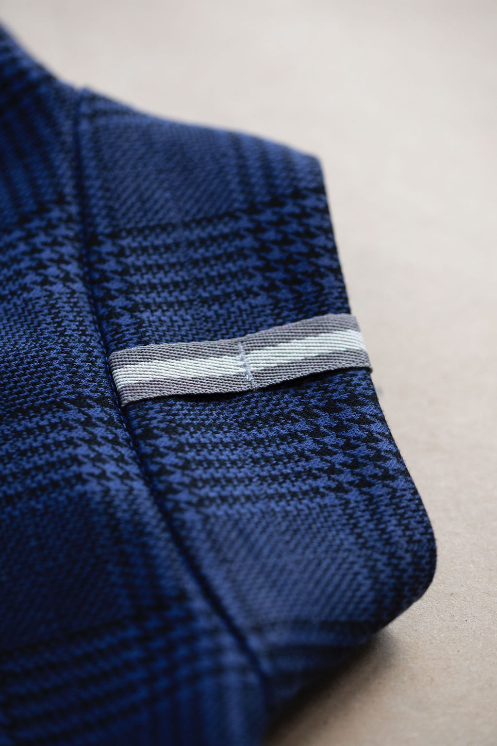 Palmer Double Knit 1/4 Zip - Navy Glen Check