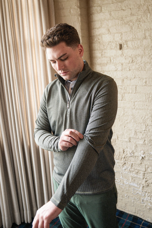 Palmer Performance 1/4 Zip - Field Herringbone