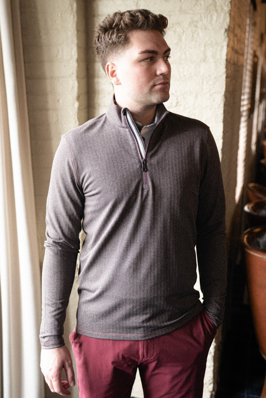 Palmer Performance 1/4 Zip - Madison Herringbone
