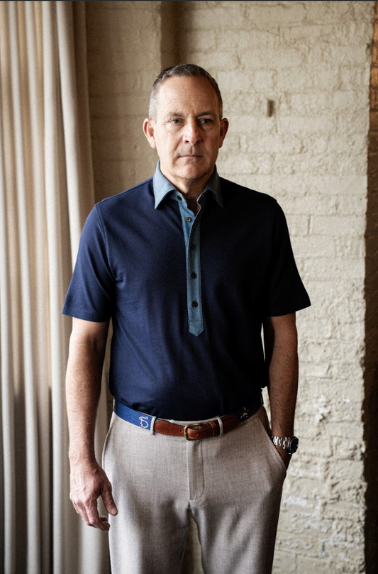 Ford 2-Tone 5 Button Polo - Navy/Pier