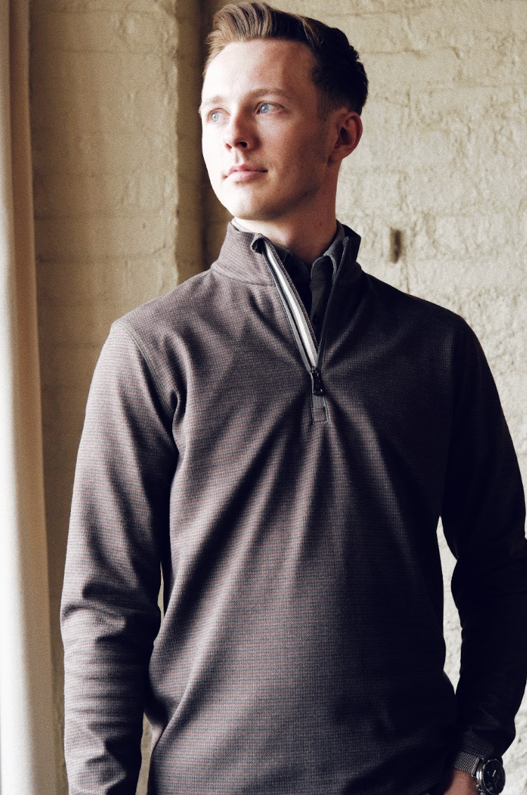 Dunbar 1/4 Zip - Field Multi Houndstooth