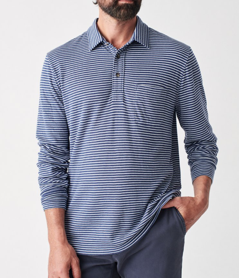 Cloud Long-Sleeve Striped Polo