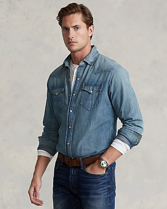 Slub Denim Western Shirt