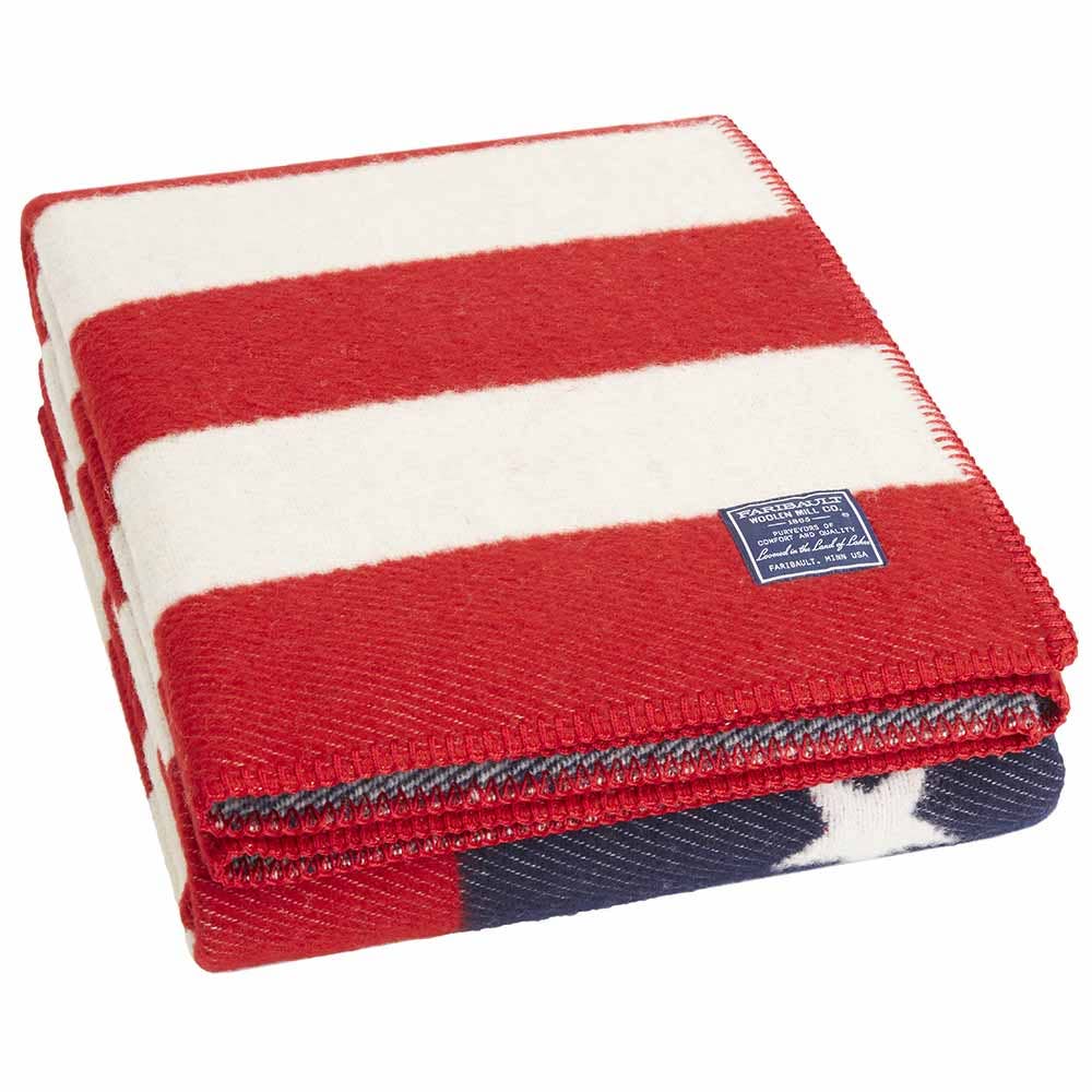 American Flag Red/White/Navy Wool Throw: Flag Throw Red White Navy