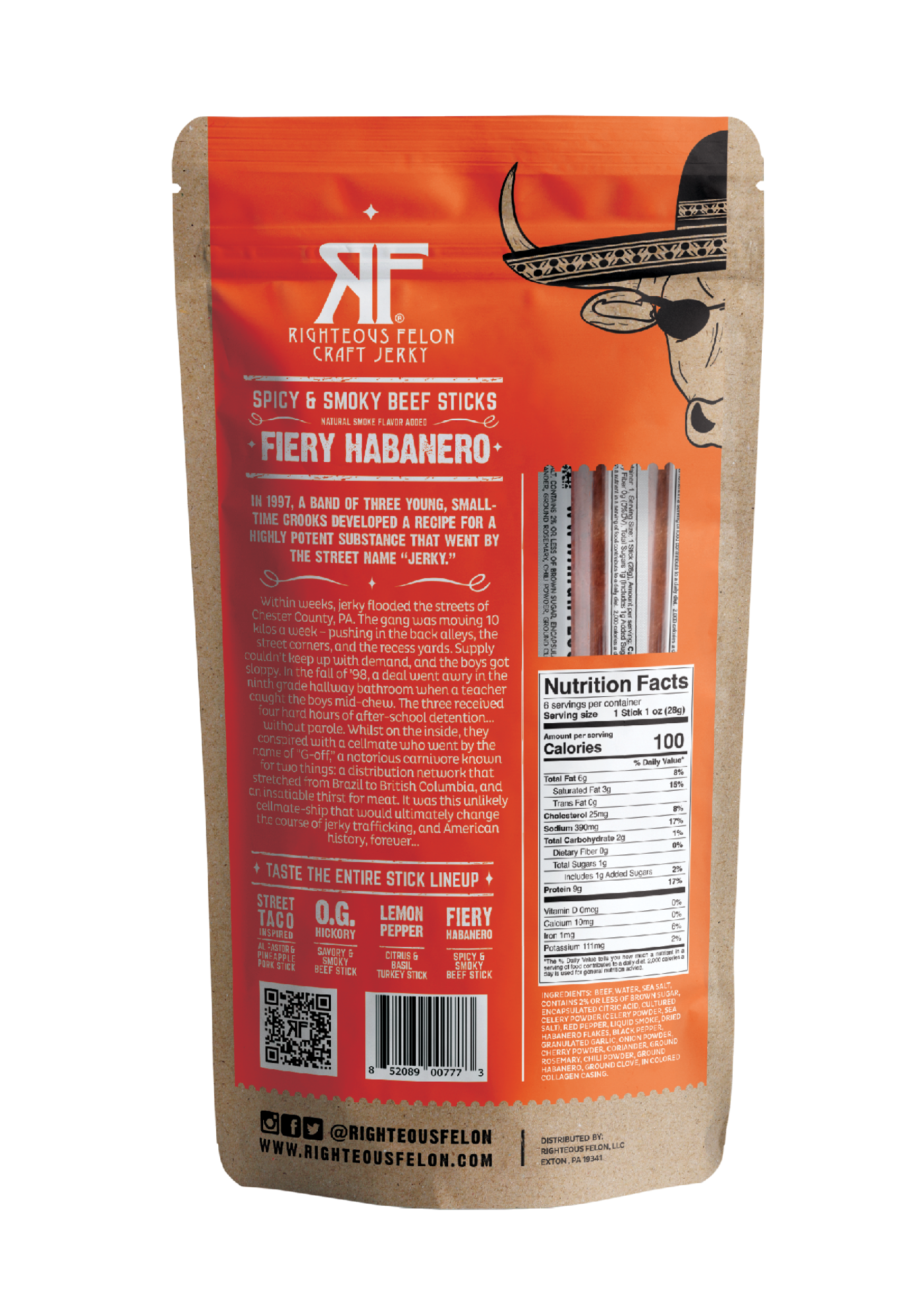Fiery Habanero Beef Stick 1oz