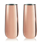 Summit™ Copper-Plated Stemless Champagne Flutes - Set of 2