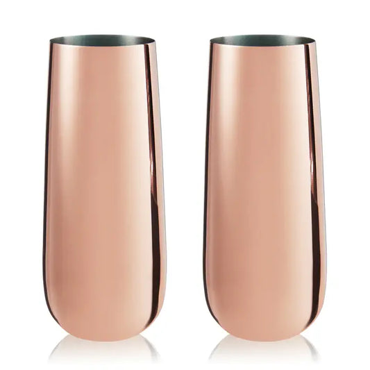 Summit™ Copper-Plated Stemless Champagne Flutes - Set of 2