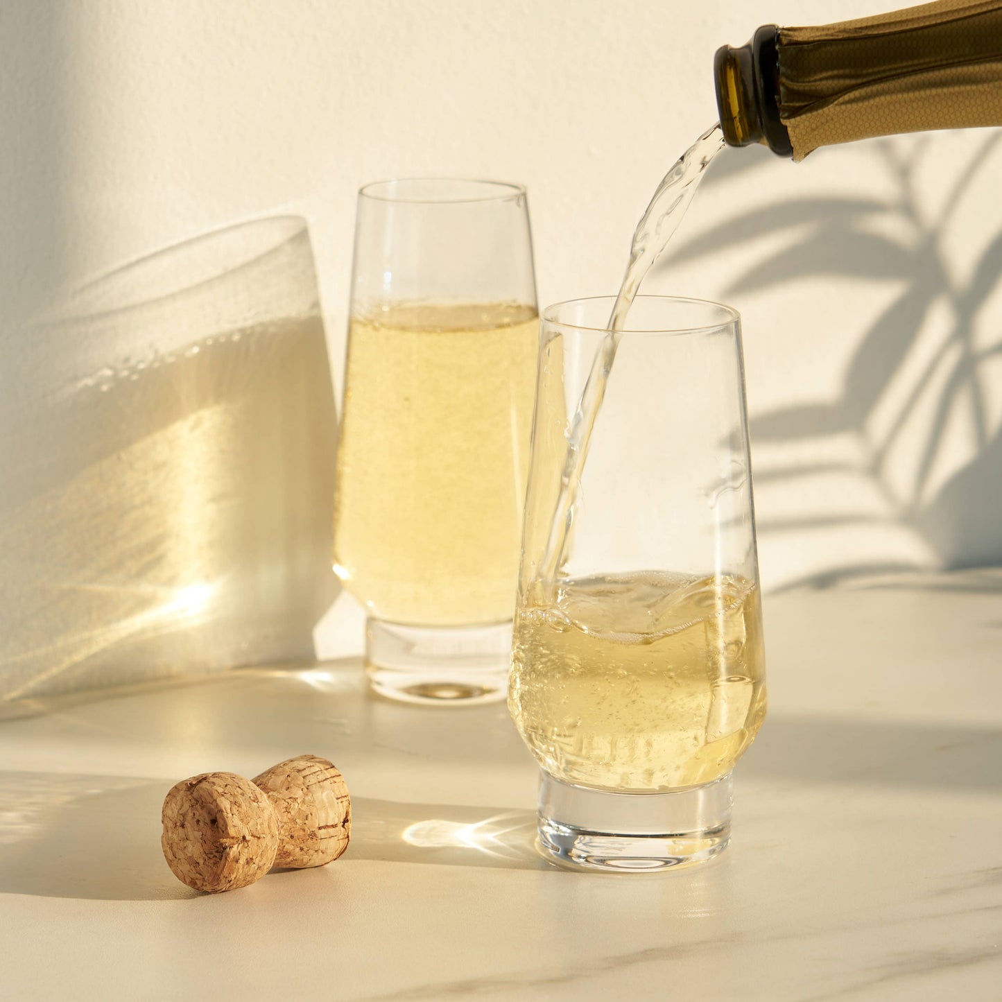 Raye™ Weighted Stemless Crystal Champagne Flutes - Set of 2