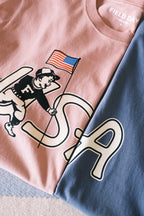 Run Boy USA Tee - Washed Blue