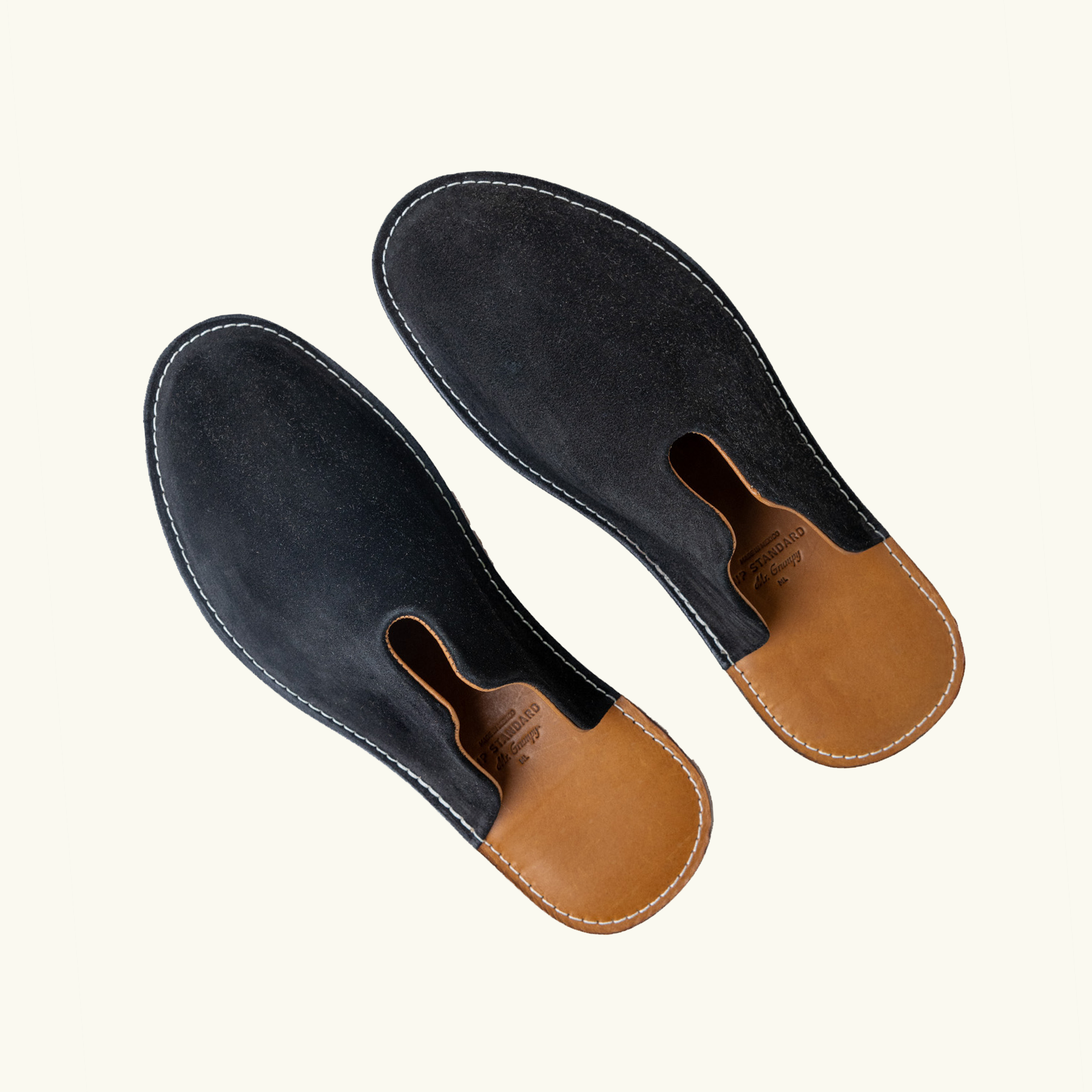 Mr. Grumpy Leather Slippers: Black / Men's Medium 9-10