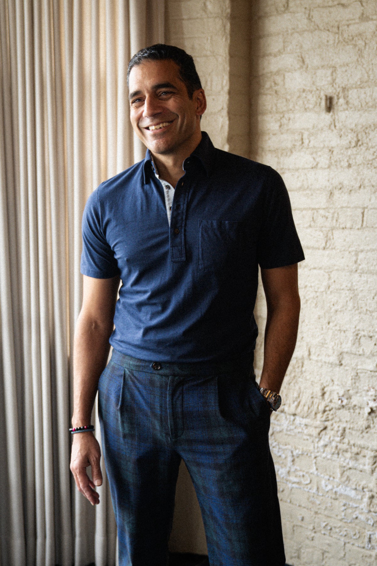 Francis 4 Button Pocket Polo - Navy