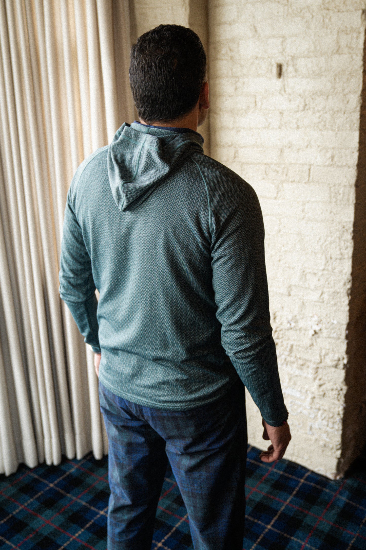 Palmer Performance Hoodie - Fern Herringbone
