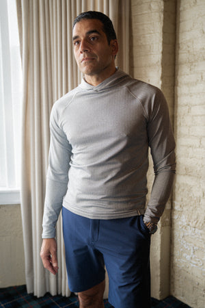 Palmer Performance Hoodie - White Herringbone