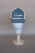 Chain Stitch Script Rope Hat - Steel Blue