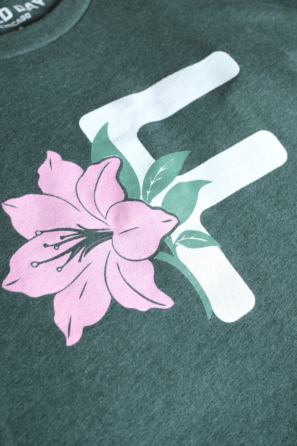 Floral Flyer Tee - Forest Green Heather