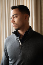 Palmer Performance 1/4 Zip - Charcoal Herringbone