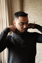 The Palmer Performance Hoodie - Charcoal Herringbone
