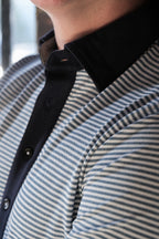 Ford 5 Button Striped Polo - Shedd Heather/White