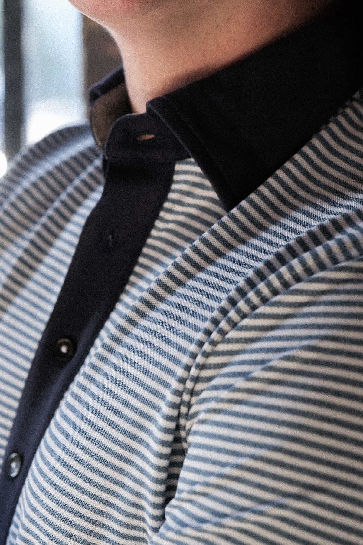 Ford 5 Button Striped Polo - Shedd Heather/White