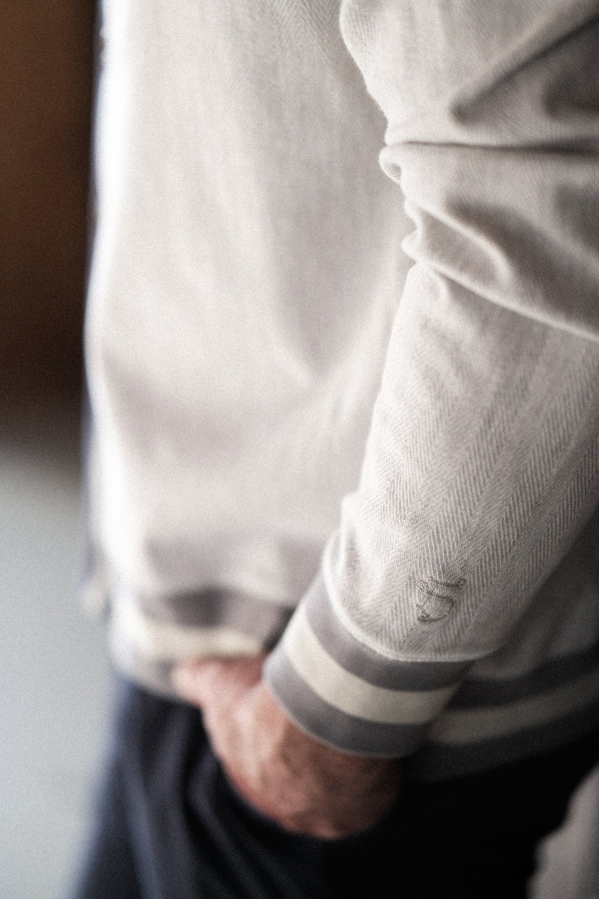 The Vick Cardigan - Dove Heather Herringbone Terry