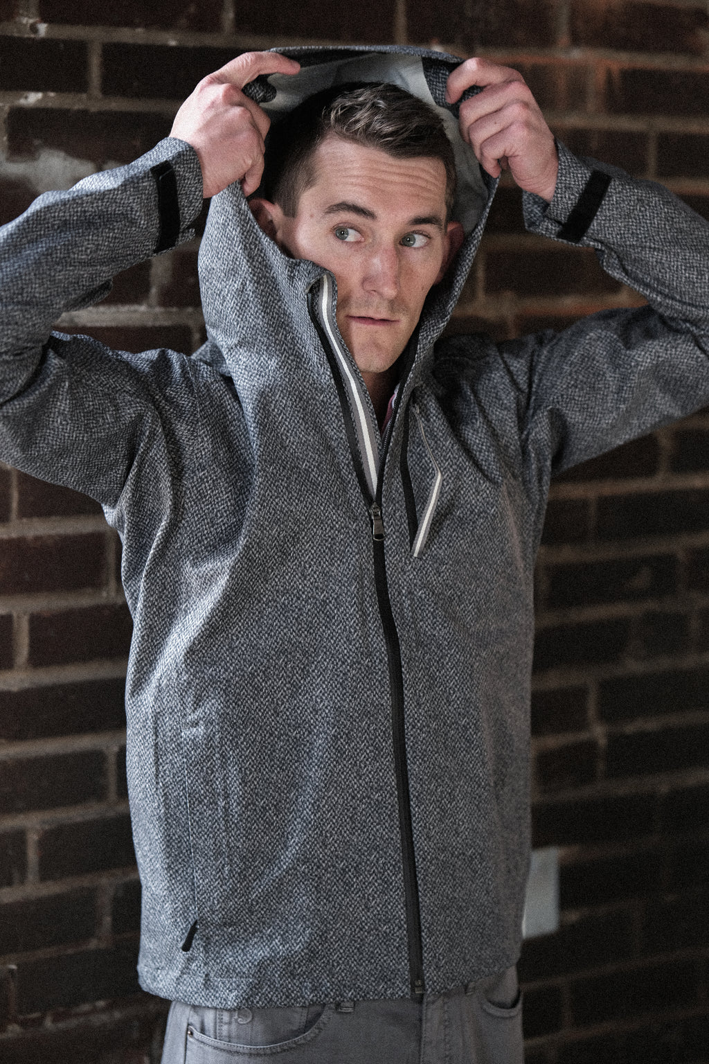 James 3 Layer Rain Jacket - Exploded Grey Donegal