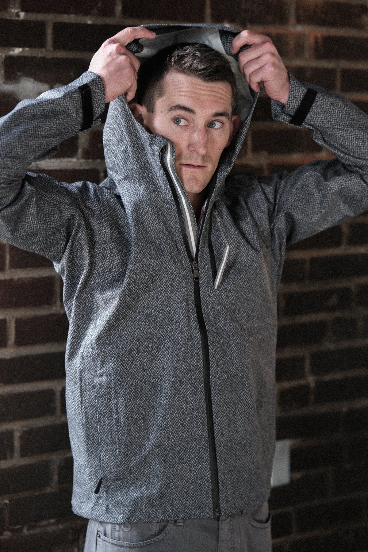 James 3 Layer Rain Jacket - Exploded Grey Donegal