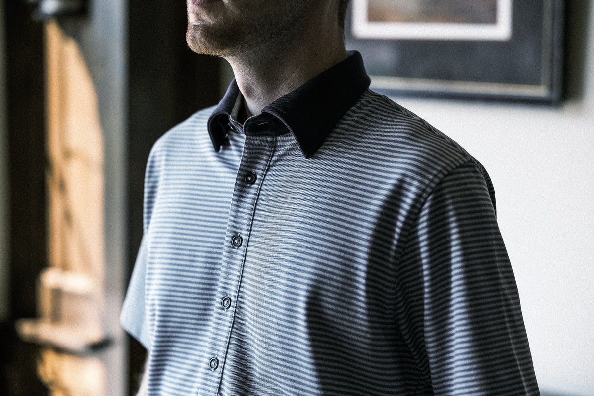 Ford 5 Button Striped Polo - Burnham Heather/Shedd