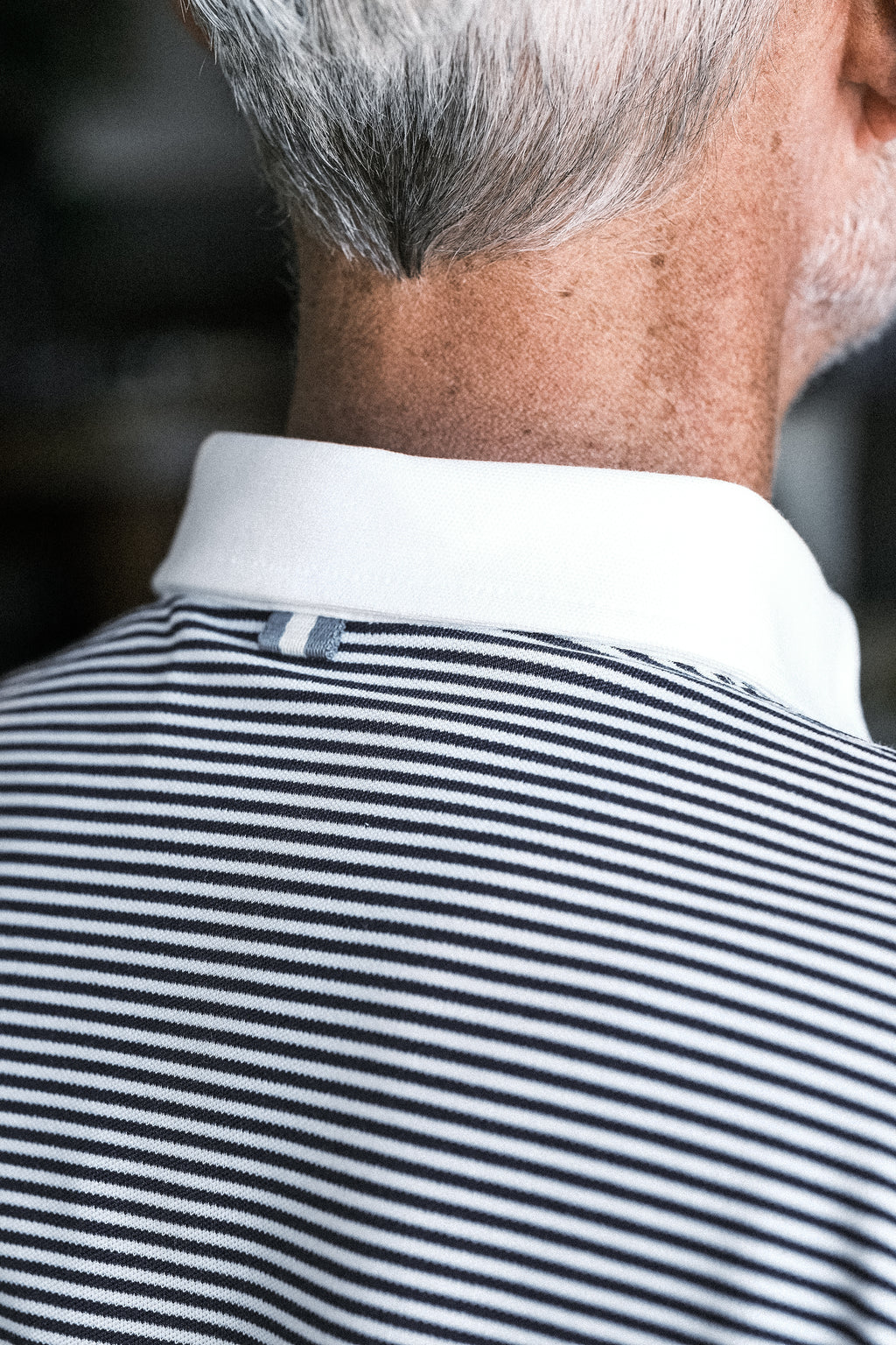 Ford 5 Button Striped Polo - Navy/White