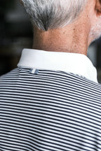 Ford 5 Button Striped Polo - Navy/White