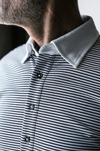 Ford 5 Button Striped Polo - Navy/White