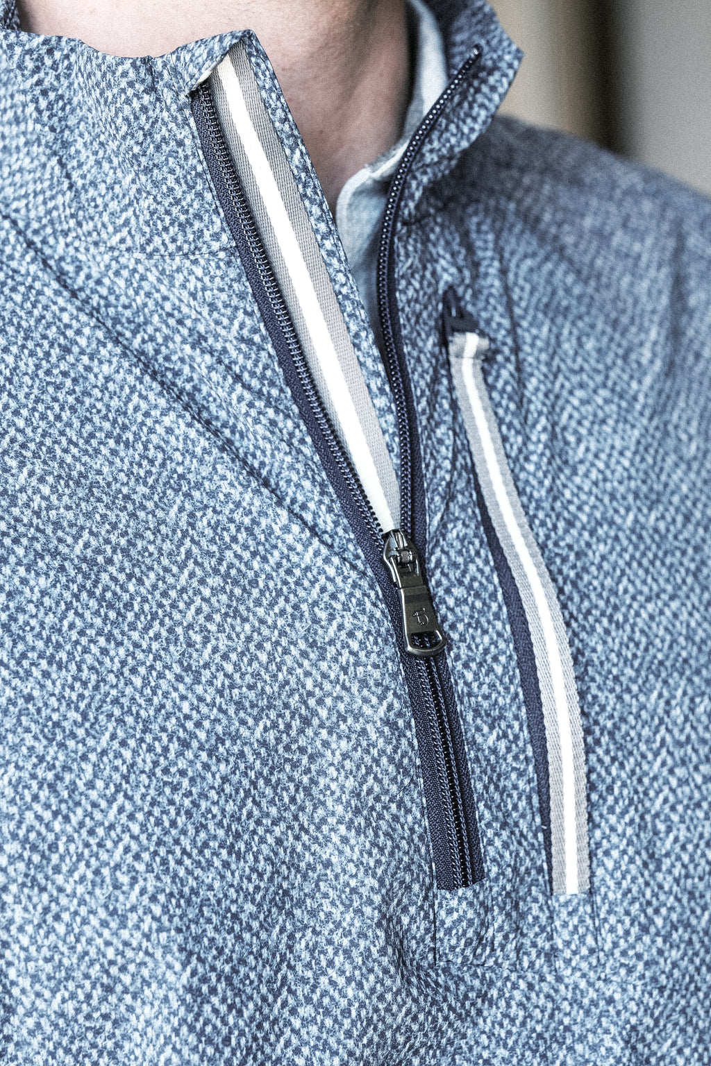 The Wyatt Windstop Packable Jacket - Navy Donegal