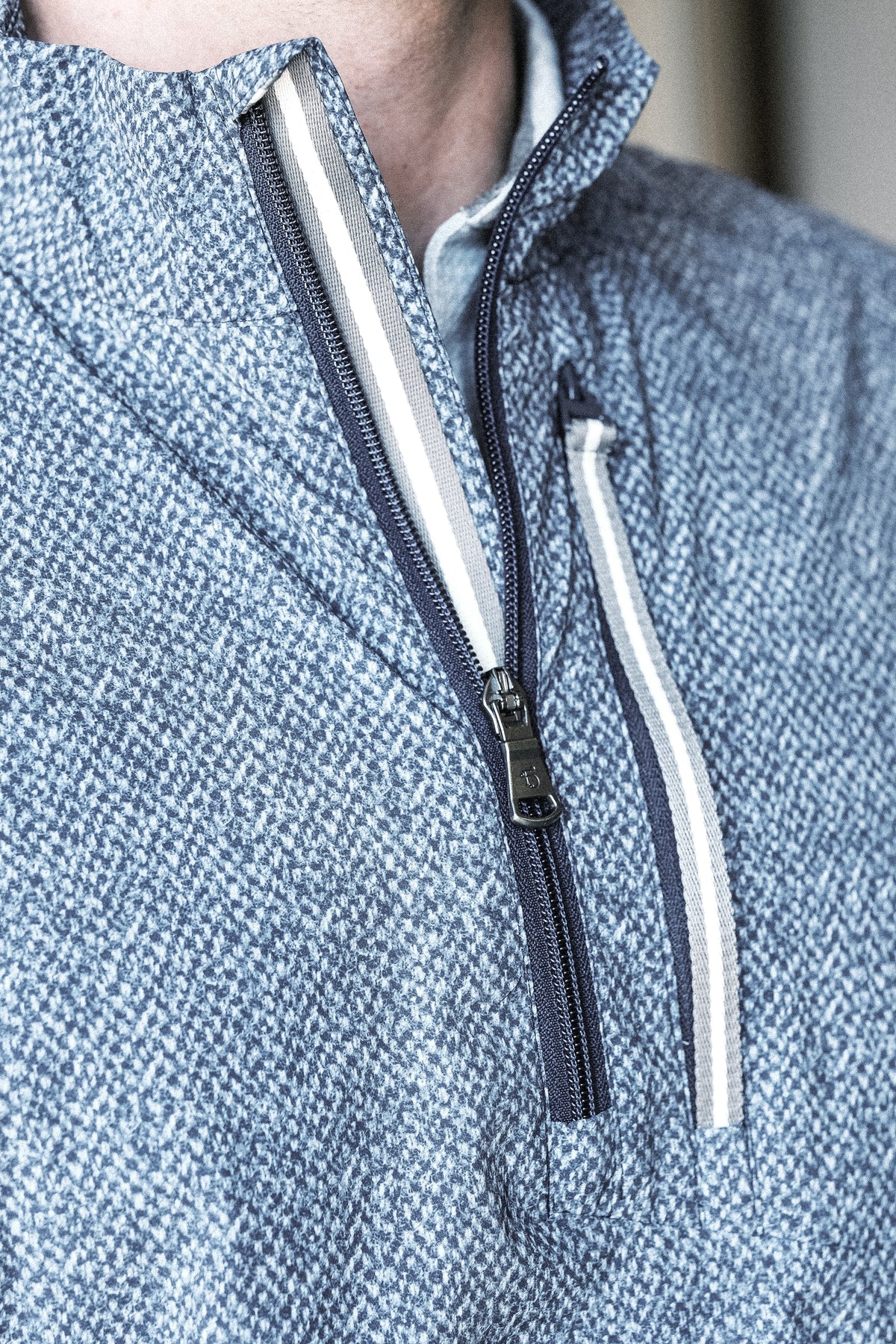 The Wyatt Windstop Packable Jacket - Navy Donegal