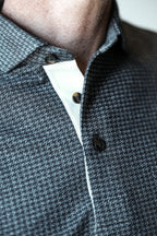 Cafferty Performance Jacquard Polo - Charcoal Heather Houndstooth