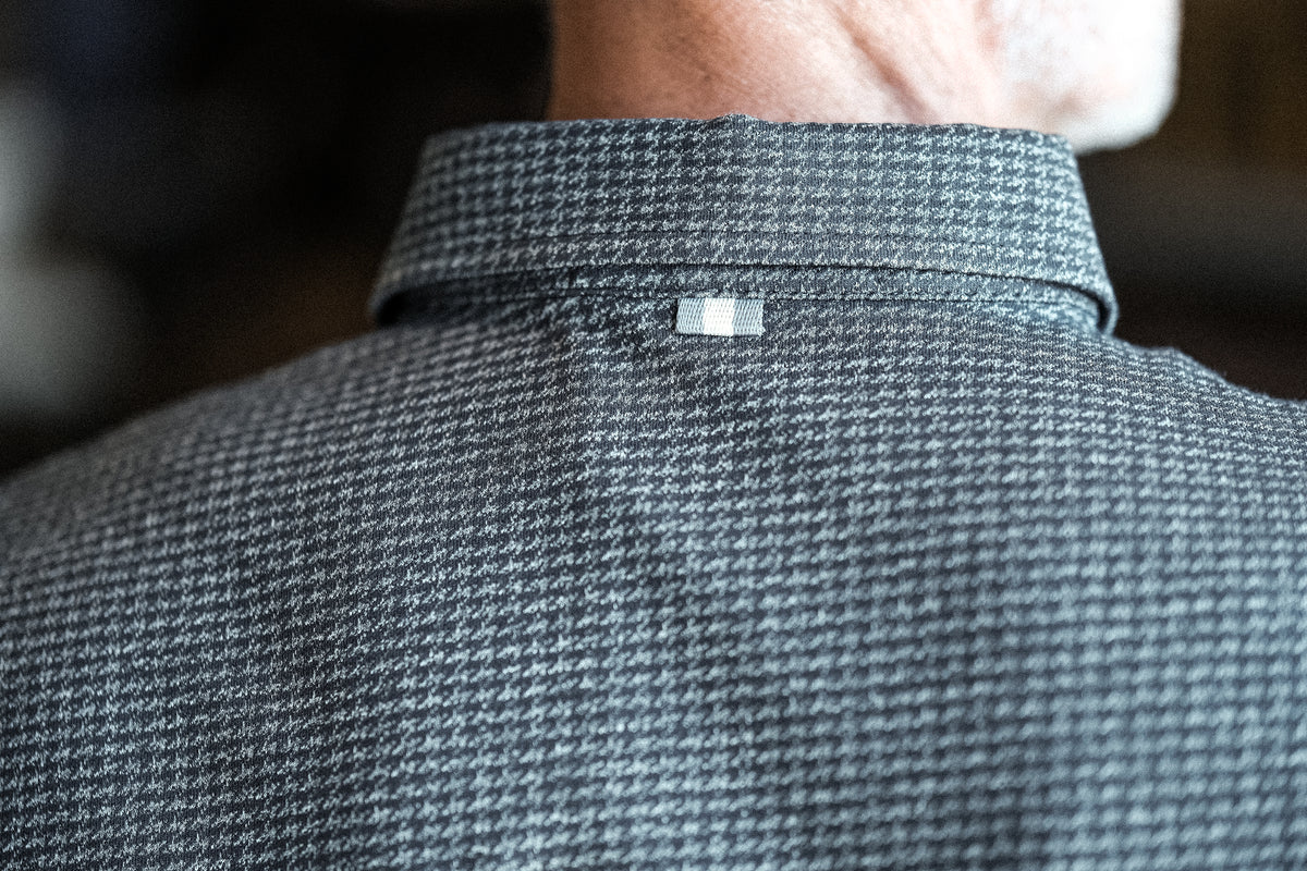 Cafferty Performance Jacquard Polo - Charcoal Heather Houndstooth