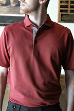 Cafferty Performance Jacquard Polo - Red Line Houndstooth
