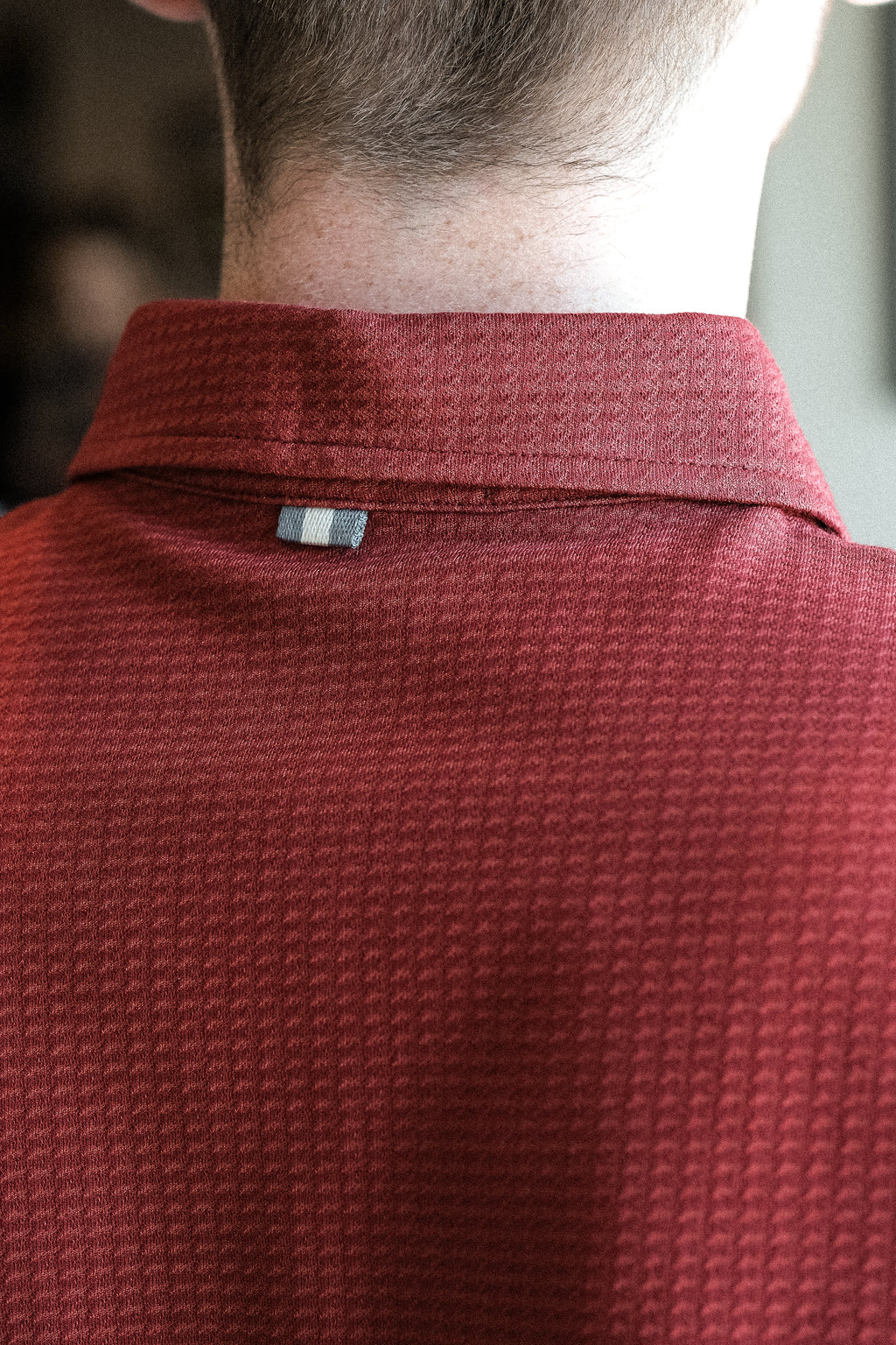 Cafferty Performance Jacquard Polo - Red Line Houndstooth