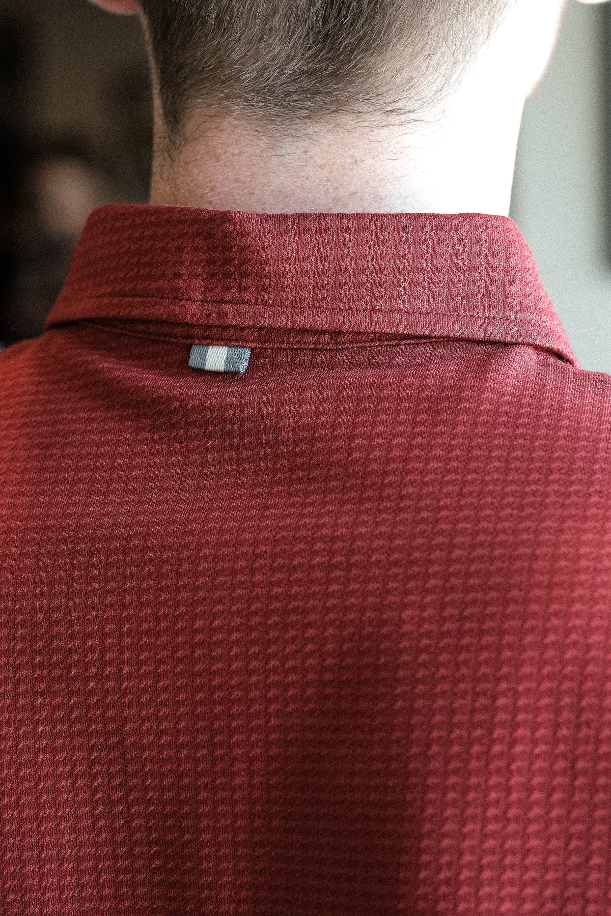 Cafferty Performance Jacquard Polo - Red Line Houndstooth