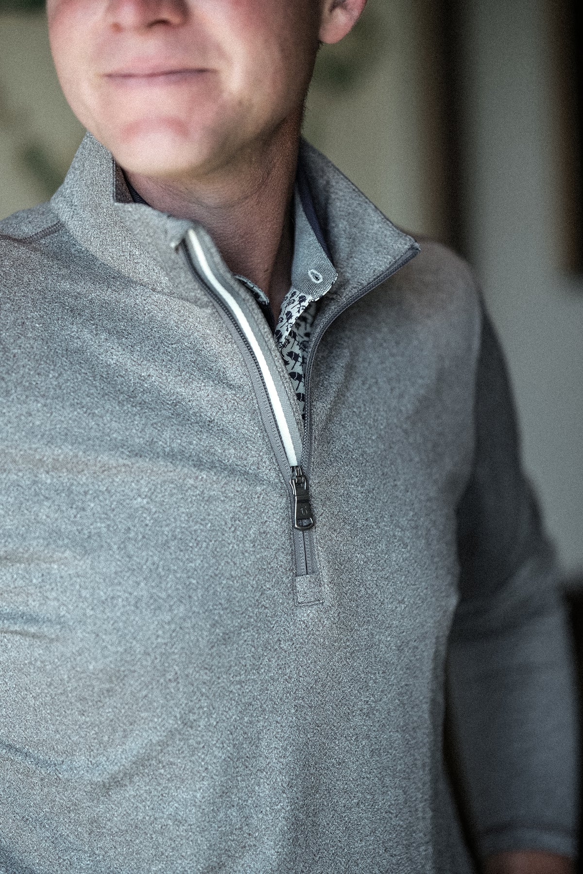 Palmer Performance 1/4 Zip - Driftwood Tonal Herringbone