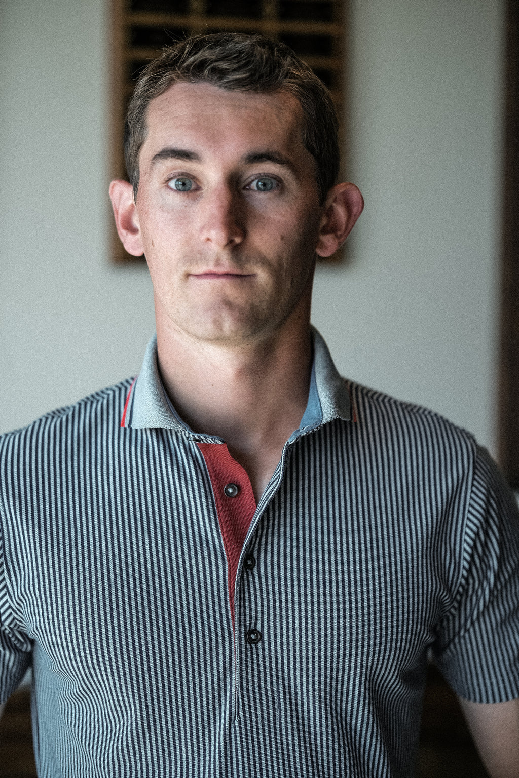The Dunne Performance Polo - Light Grey Heather Pinstripe