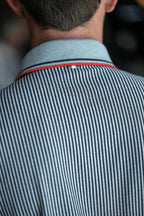 The Dunne Performance Polo - Light Grey Heather Pinstripe