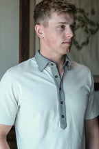 Ford 2-Tone 5 Button Polo - Fawn/Lt. Grey Heather