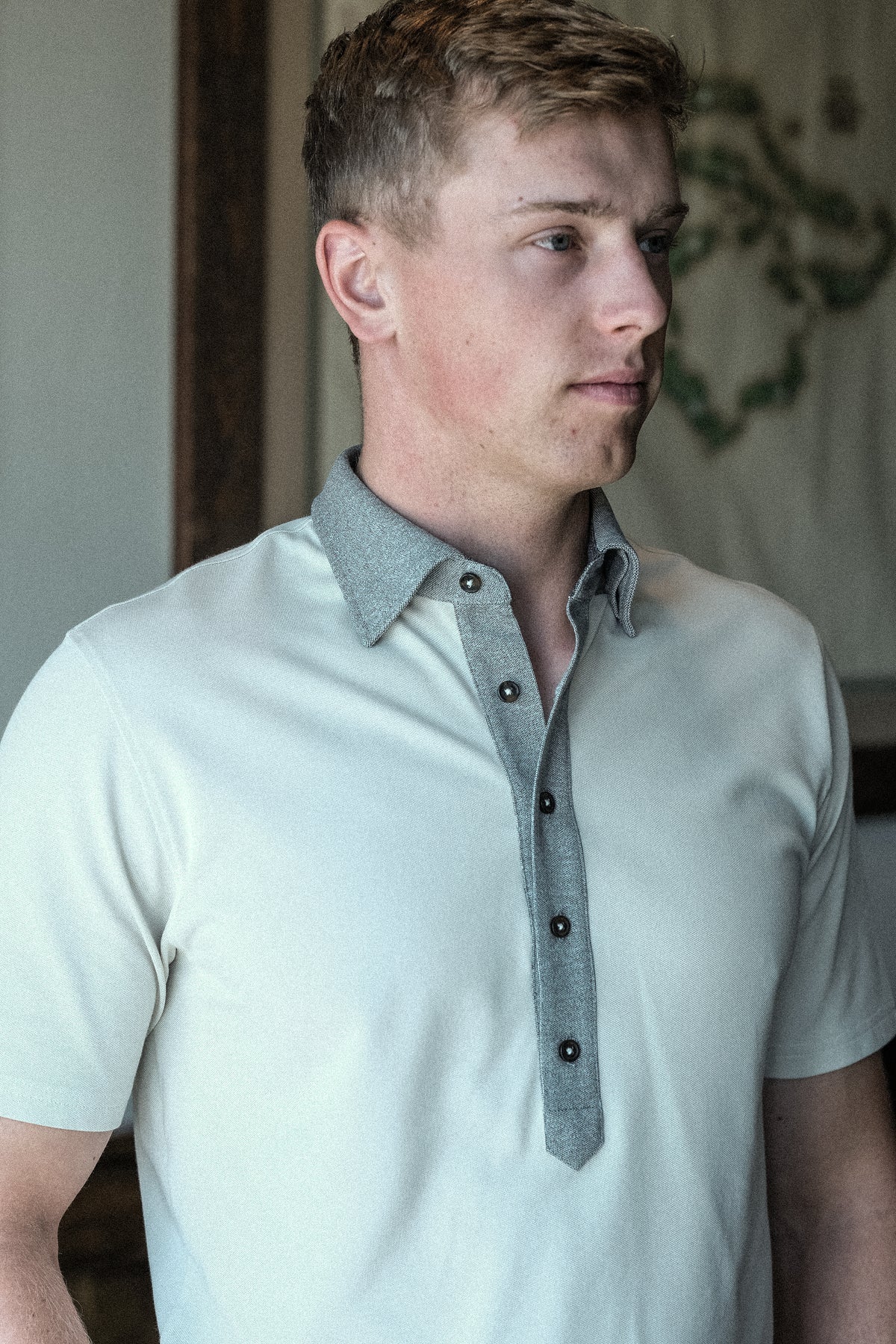 Ford 2-Tone 5 Button Polo - Fawn/Lt. Grey Heather